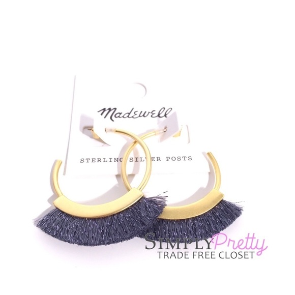 Madewell Gold + Black Fringe Hoop Earrings - Picture 4 of 5
